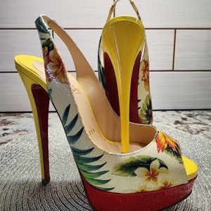 Christian Louboutin Hawaiian slingback peep toe